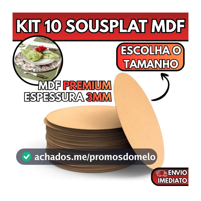 Kit 10 Base Para Sousplat Suplat Em MDF Vários Tamanhos Mesa Posta Jogo Americano Artesanato Pintura