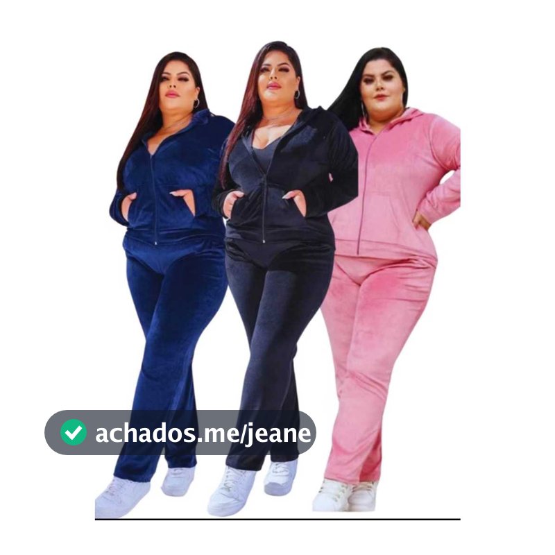 CONJUNTO FEMININO PLUS SIZE  MODA CURVE VELUDO PLUSH OUTONO  BLUSA E CALÇA PARA FRIO CNTOPV2