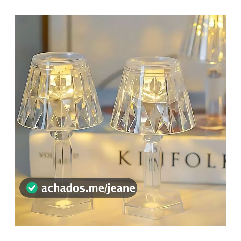 Kit 2 MINI ABAJUR Acrílico Transparente luminária decoração para quarto Mesa Led