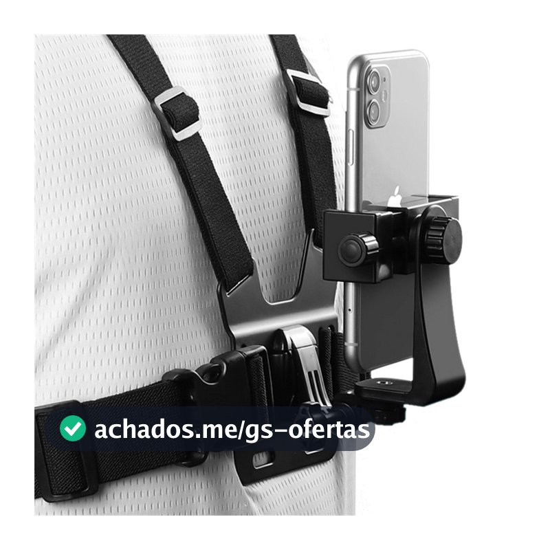 Suporte de Peito Para Celular e Gopro Peitoral Peito ajustável Câmera Esportivo Moto Bike