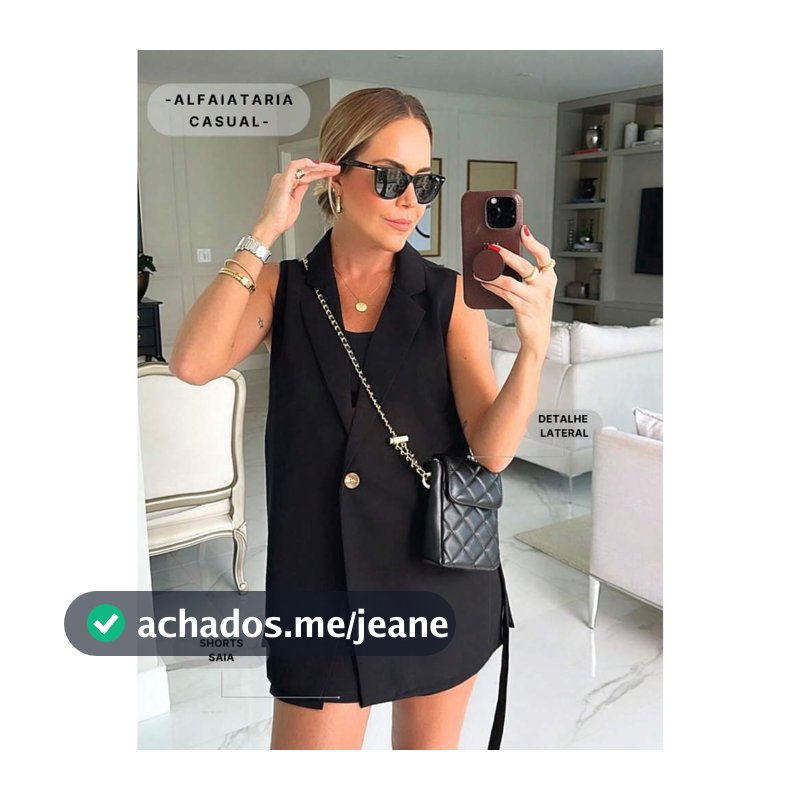 Conjunto Alfaiataria Colete Alongado decote lateral
