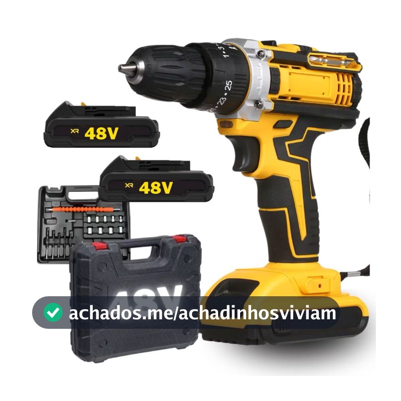 Parafusadeira Furadeira com 2 Baterias de 48v  Maleta e Acessórios Completo