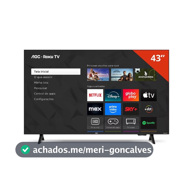 Smart TV 43 polegadas 43S5155 78G Full HD LED Wi-Fi Roku TV Dolby Audio AOC