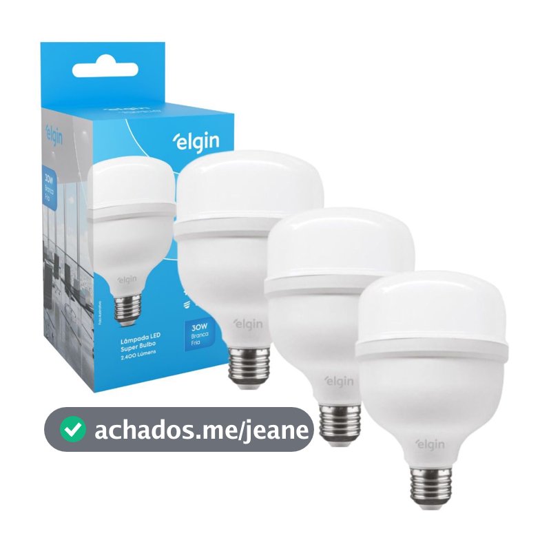 Kit 3 Lâmpadas Super Bulbo Alta Potência Led 40w 6500k - Elgin