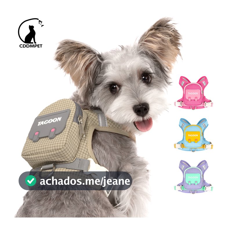 Pet Mochila Para Cães Com Dispensador De Saco Cocô Coleira Peitoral De Cachorro Pequenos E Médios
