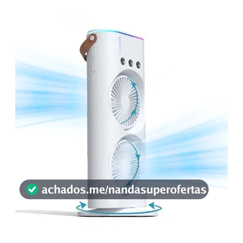MINI Refrigerador De Ar Ventilador Umidificador Dupla Giratório+rgb Camada Ventilador Climatizador Ar C/ Reservatório