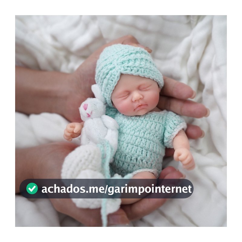 Bebê Reborn Silicone Sólido Suave Boneca 20cm Menina Olho Fechado Em promoção