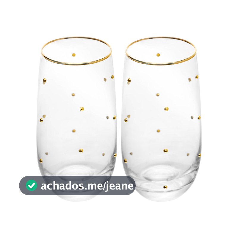Conjunto 2  Copos Balls Fio De Ouro 300ml Vidro - Wolff