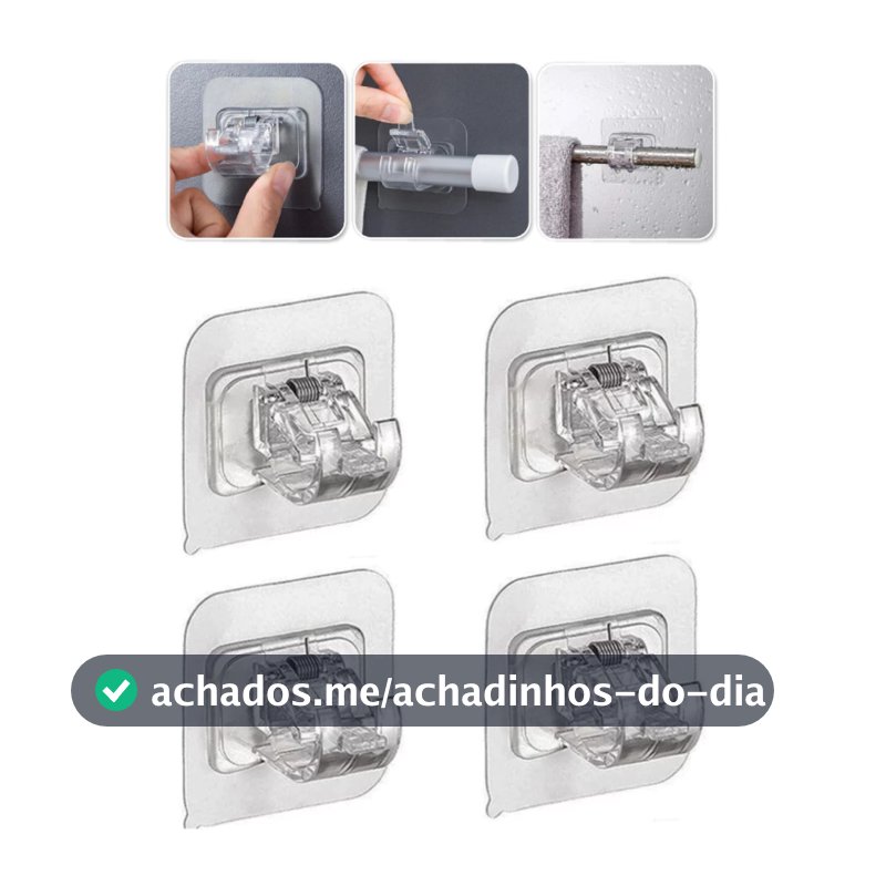 Kit  2 I 4 I 6 I 8 Ganchos Adesivos para Varão de Cortina Suporte Sem Furos na Parede