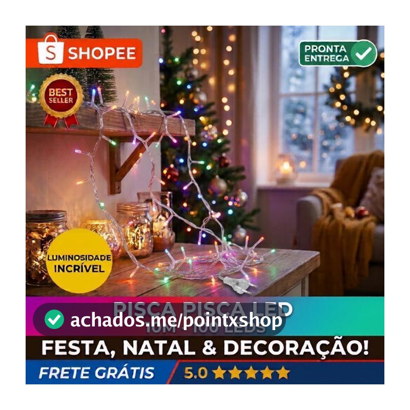 Pisca Pisca Led 10 Metros Fio Transparente 100 Lâmpadas 127v Decoração Natalina Festa
