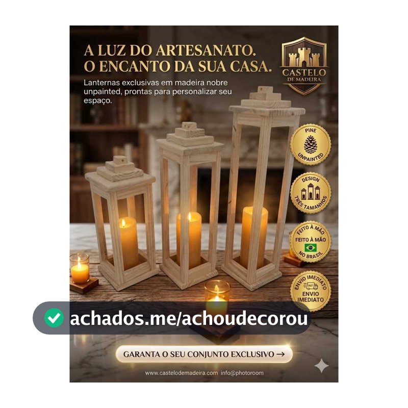 kit 3 lanternas decorativas marroquinas madeira premium chão/suspenso
