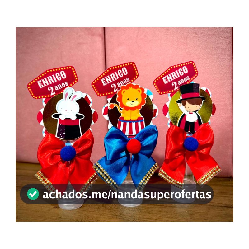 Tubetes 13cm personalizados com aplique e laço