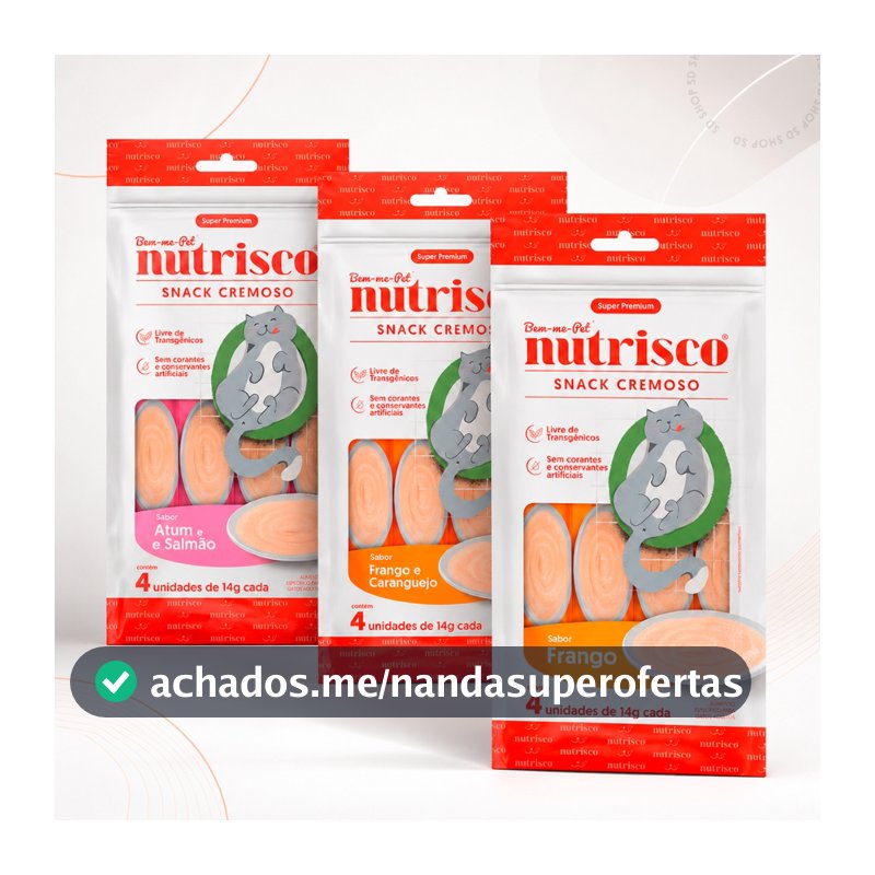 Snack Cremoso Nutrisco Petisco para Gatos 14g Sabores Variados 4 Tubos Pet 56g