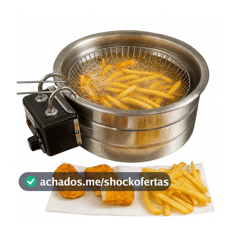 Fritadeira Elétrica em inox tacho 5 litros profissional em inox souzza shop para fritura de pastel batata salgado