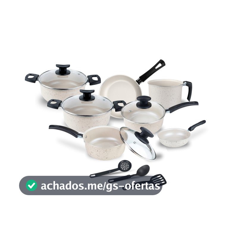 Conjunto Jogo de Panelas Teflon Atenas 10 Pçs Antiaderente Tampa de Vidro