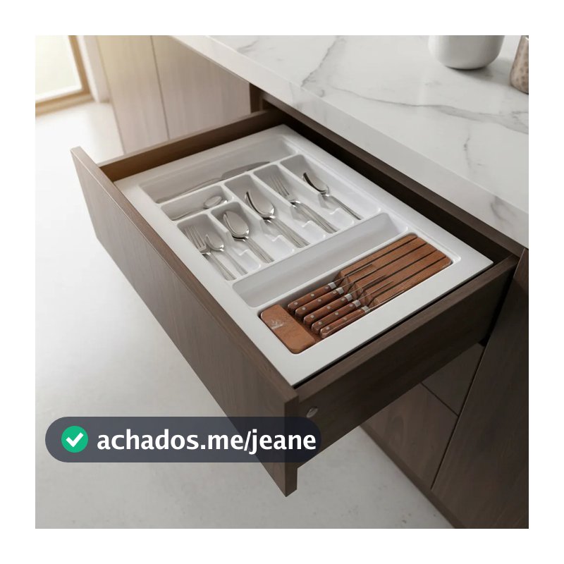Divisor Talher Organizador Og-148 Faqueiro Reforçado Cozinha Cinza Metalizado