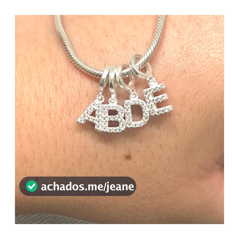 Berloque de letra de prata 925 legítima sem a pulseira