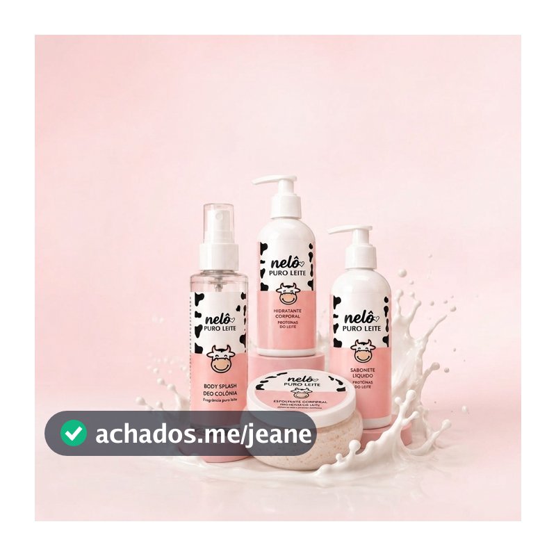 Kit Puro Leite Vaquinha - Sabonete, Esfoliante, Hidrante Corporal e Body Splash