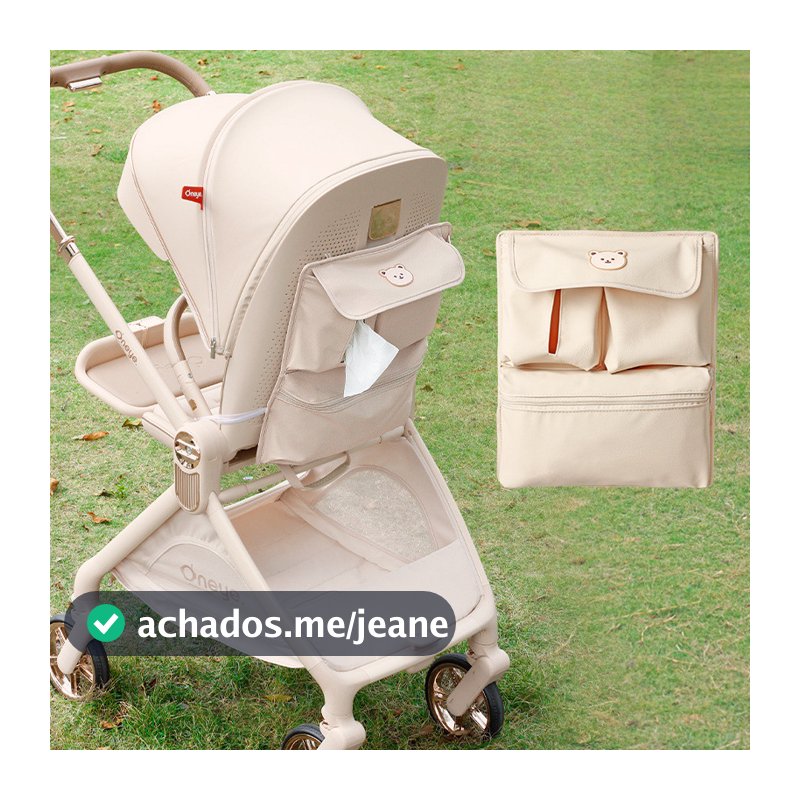 Bolsa Organizadora Suspensa para Carrinho de Bebê Couro PU Impermeável Grande Capacidade Compatível com Yuan‑Ya T9 T6