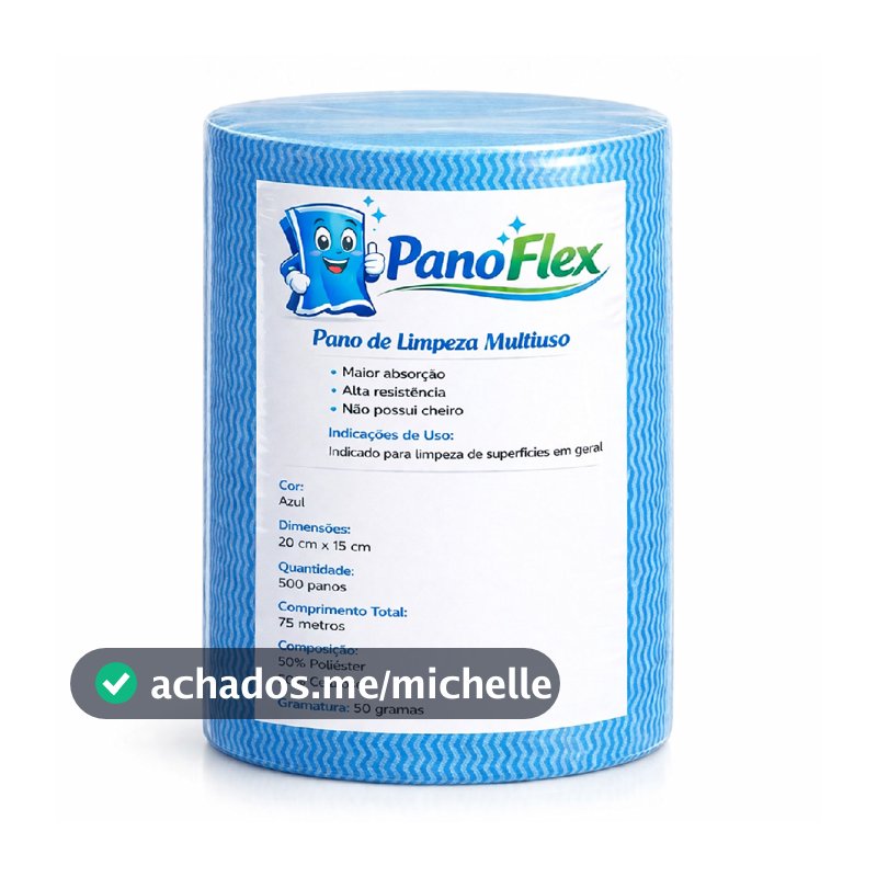 500 unidades Pano de Limpeza Azul PanoFlex 20x15cm Alta Absorção Multiuso