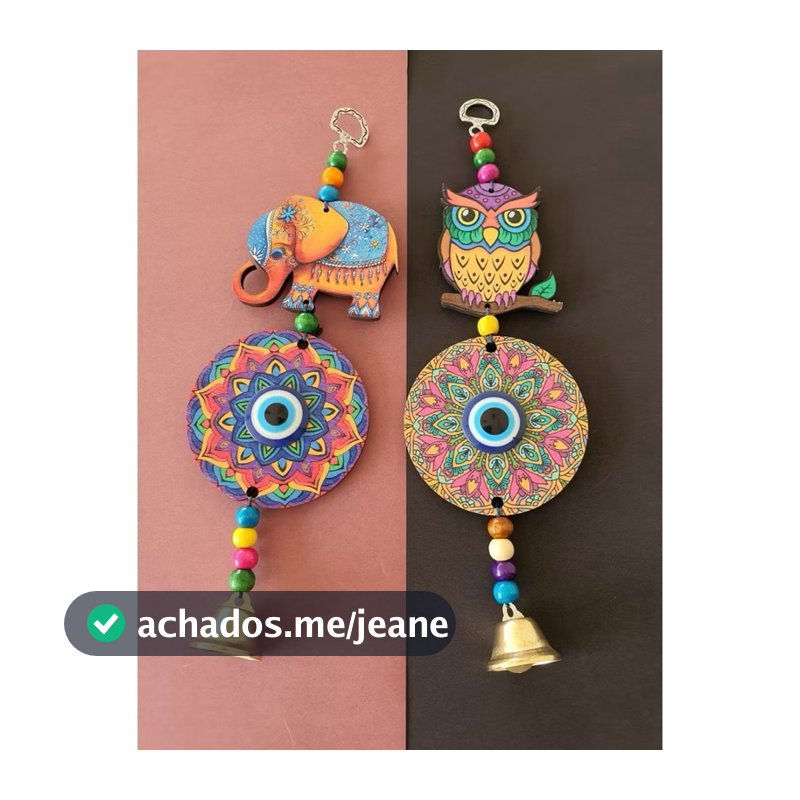 Mandala Amuleto Esotérico Olho Grego Coruja Elefante Móbile Pendente. Proteção e Decoração