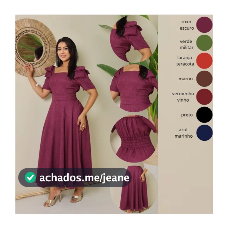 Vestido Midi Femenino  Plus Size Con Manga Curtu Con Laço  Na Ombro  Moda Evangelica  Duna Linho G  GG G1