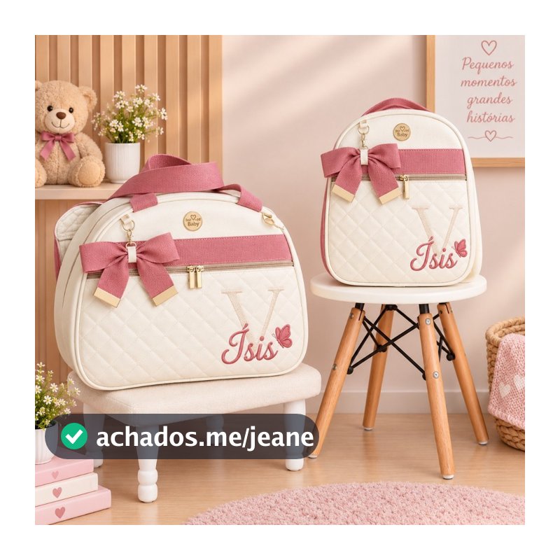 Bolsa Maternidade Perssonalizada LUXO 2 Peças  Com a Inicial e Nome do Bebê Menino e Menina