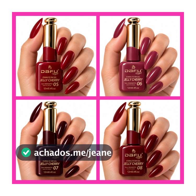 Esmaltes Gel Tons Kit 4 Vermelho Bordô 12ml Sem Hema TPO Unha Seca Cabine Manicure