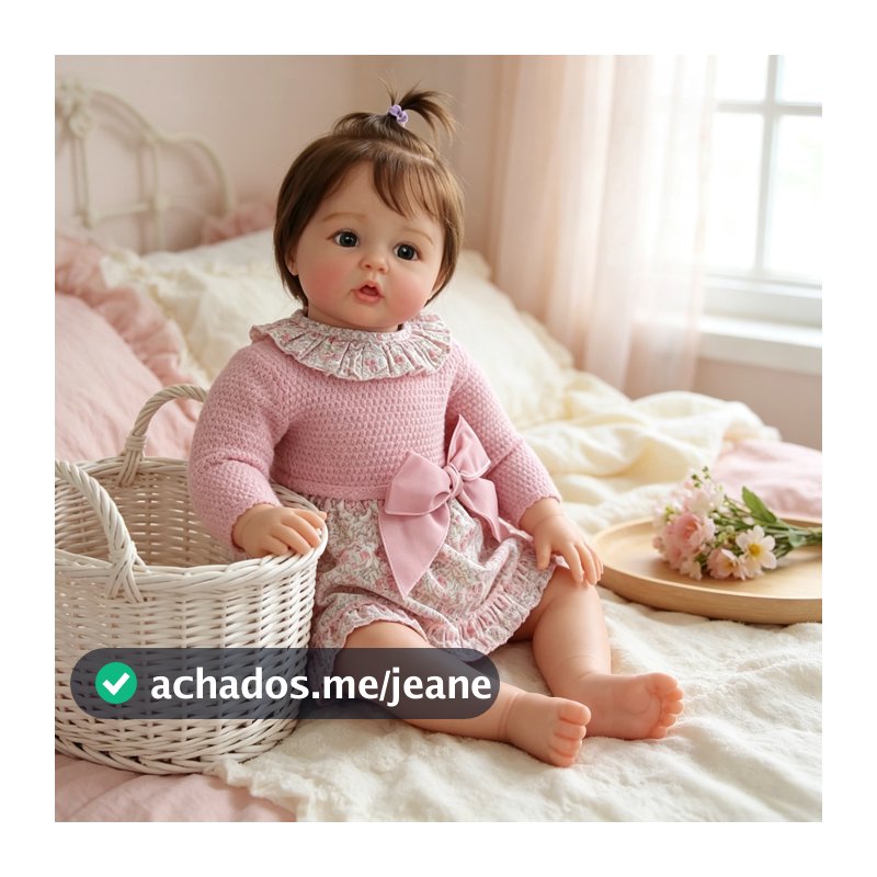 Bebê Reborn Menina 55cm Boneca Silicone com Acessórios Pode dar Banho