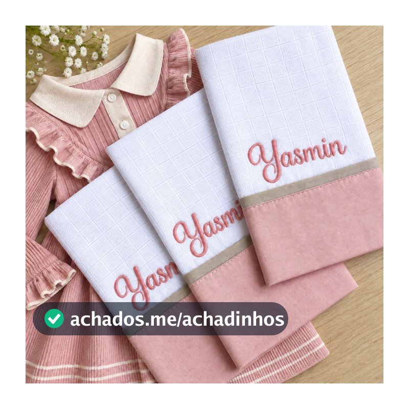 Fralda de Boca e de Ombro Personalizada com nome Bordado | Presente Bebê | Enxoval Recém Nascido 100% Algodão