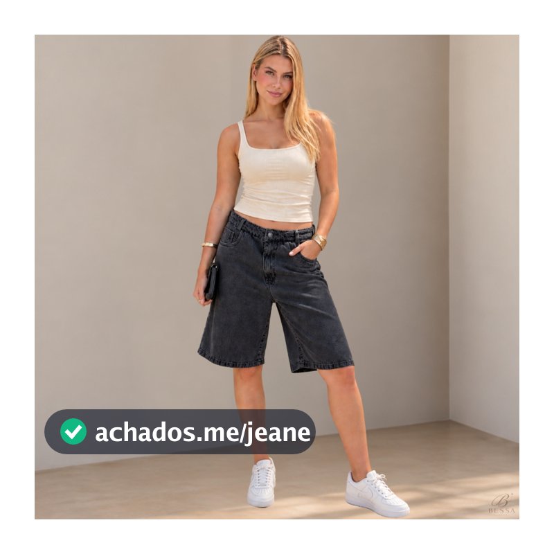 Bermuda Jeans Feminina Wide Leg Jorts Cintura Alta 36 ao 44 Bermuda Feminina Jeans Longa