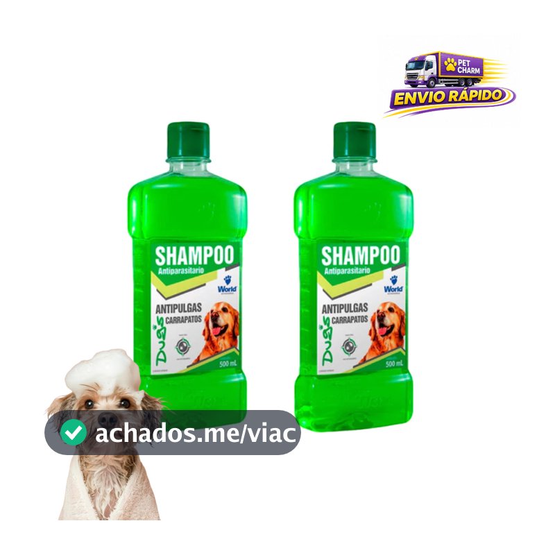 Kit 2 Shampoo Dug’s 500ml Cães AntiPulgas e Carrapatos