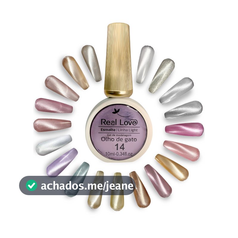 Esmalte Gel Magnético Olho de Gato 10ml Real Love Glitter Refletivo Efeito gato Cat Eye Profissional