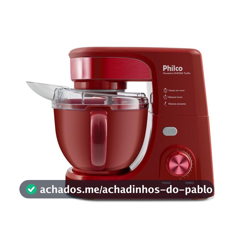 Batedeira Planetária Philco 4,5L Turbo Red 700W PHP500V