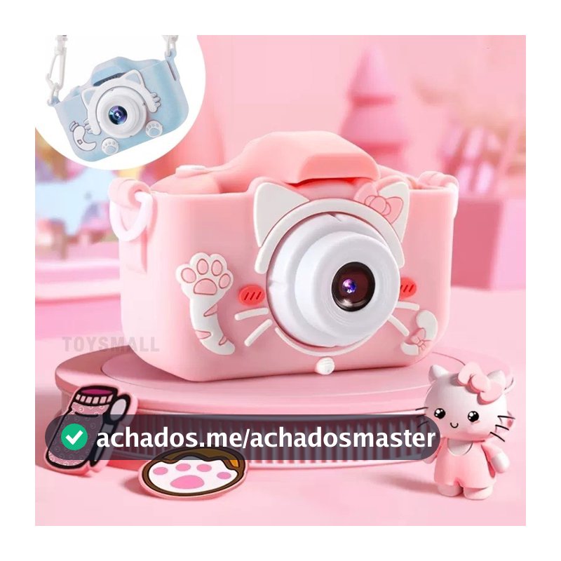 Mini Câmera Infantil Mini Recarregável Com Capa Video Jogos Fotos