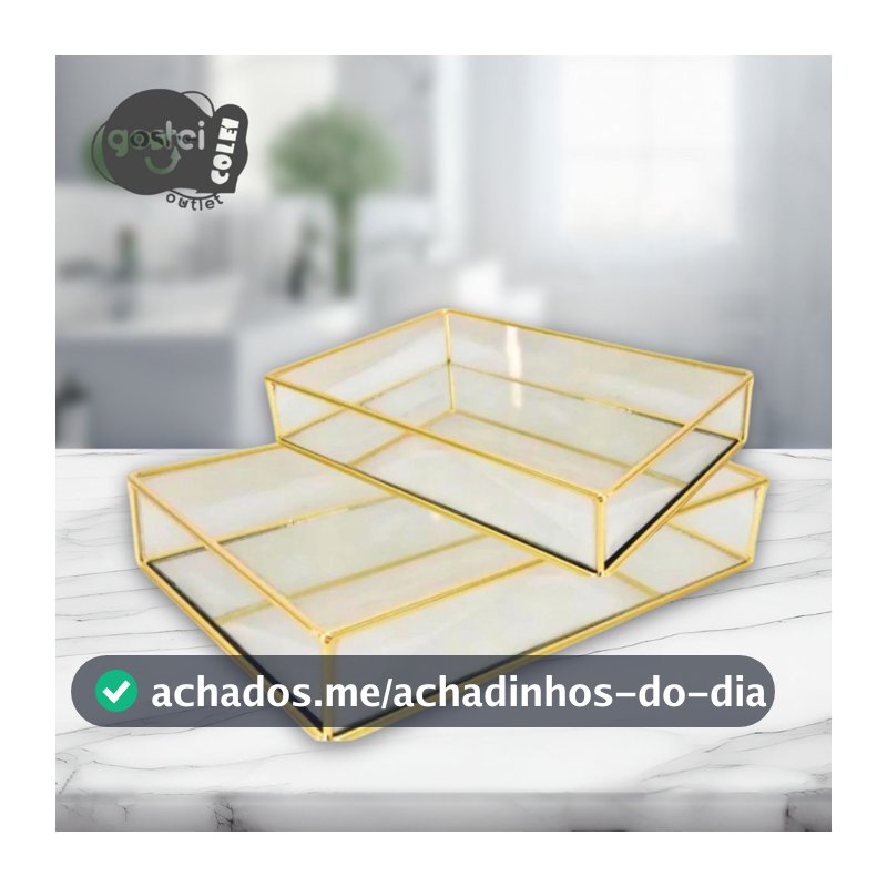 Bandeja Organizadora Multiuso Decorativa Espelhado Retangular Decoração Banheiro