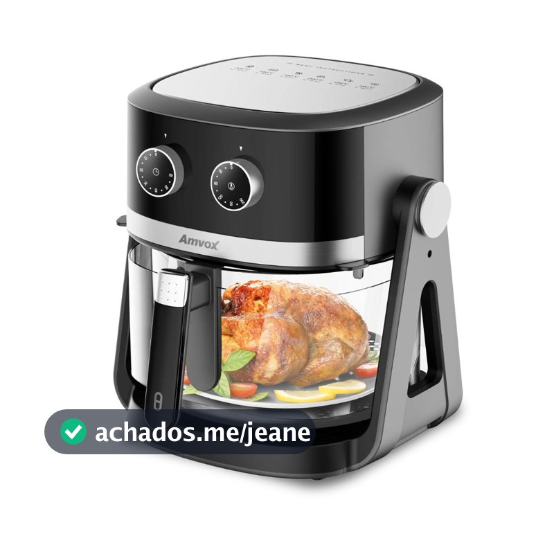 Air Fryer e Fogão Elétrico 2 em 1 Amvox ARF 1150 1500W 5L Preto/Prata