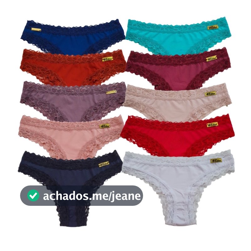 Kit 10 Calcinha Renda Conforto Alta Qualidade em Microfibra Lingerie Moda Feminina