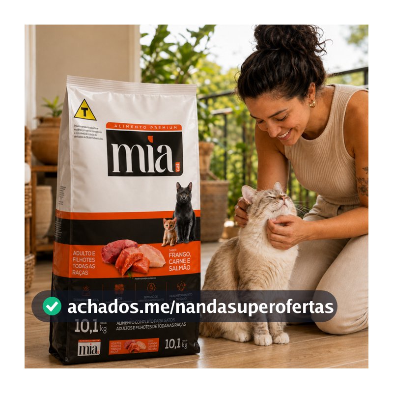 Ração Gato 10kg Filhote Adulto Mia Cat Premium 27% Proteína
