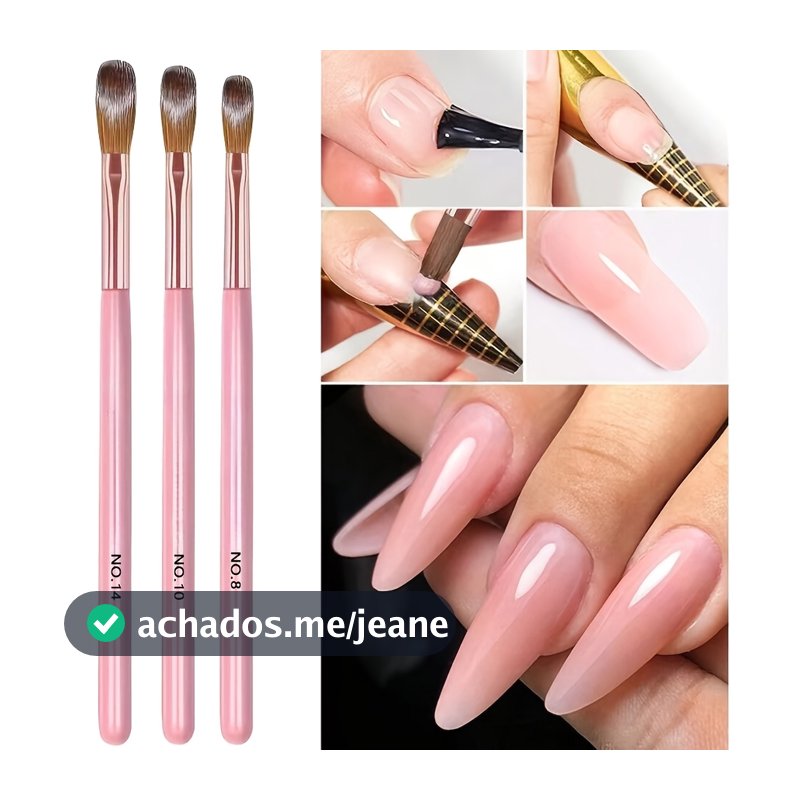 Conjunto de Pincéis Acrílicos para Unhas #8/10/14 Profissional para Unhas em Pó, Esculpir Unhas Artísticas, Manicure