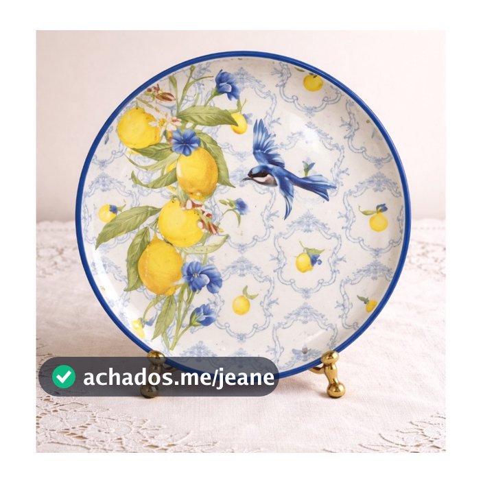 Prato de Sobremesa Cerâmica Alleanza Sicília 21cm - Mesa Posta Azul Elegante Servir Bem
