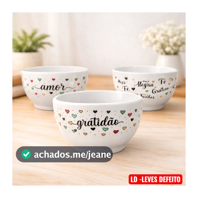 KIT CUMBUCA DECORADA DE PORCELANA TEMA -FELICIDADE - 400ml-BOWL-😉-AD1