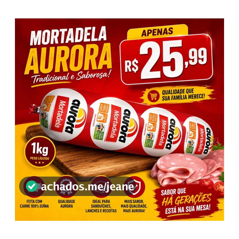 Peça mortadela tradicional Aurora 1kg