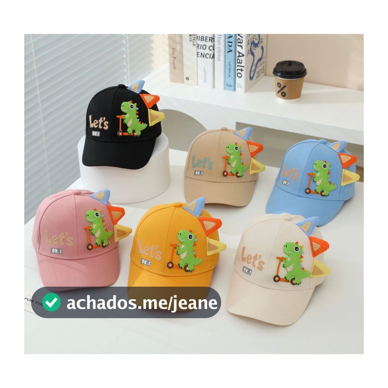 Boné infantil dinossauro 3D 100% algodão Chapéu De Criança 3 a 8 Anos Com Proteção UV Ajustável