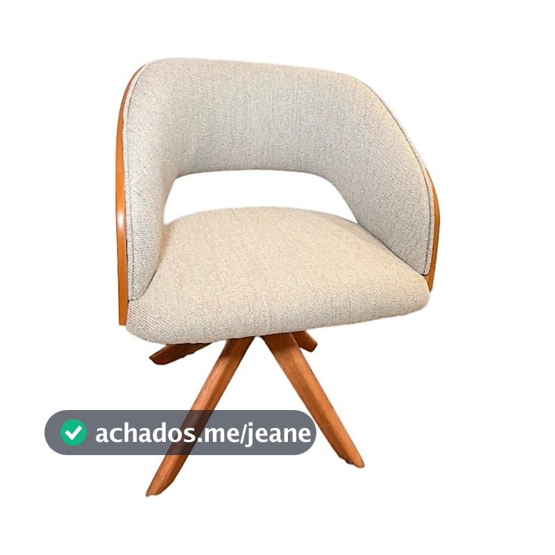 Cadeira Pés Giratório Núbia Laminada Sala Jantar Recepção Bege