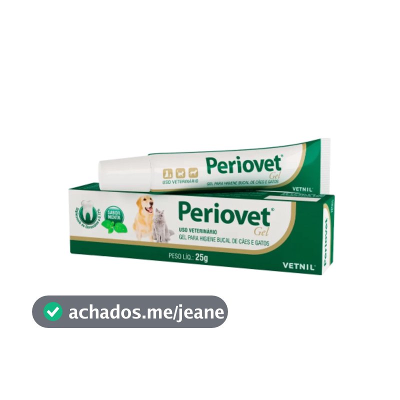 Periovet Gel Higiene Bucal Menta Pasta de Dente Pet 25g Cachorros e Gatos