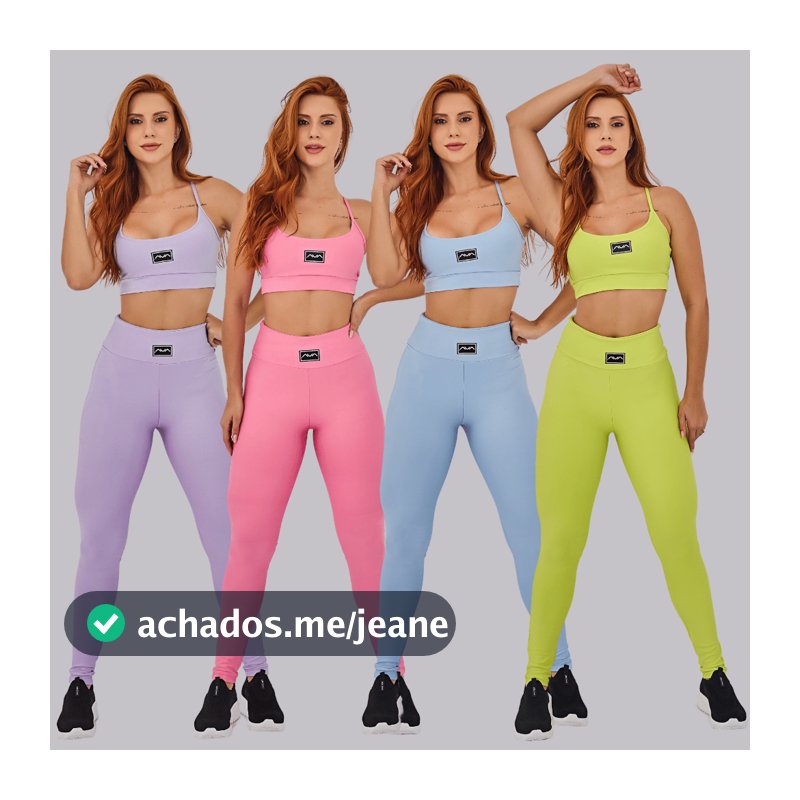 Conjunto Academia Feminino Top com Alças Finas + Legging Cós Alto, Compressão Premium AVA Fitness AURA