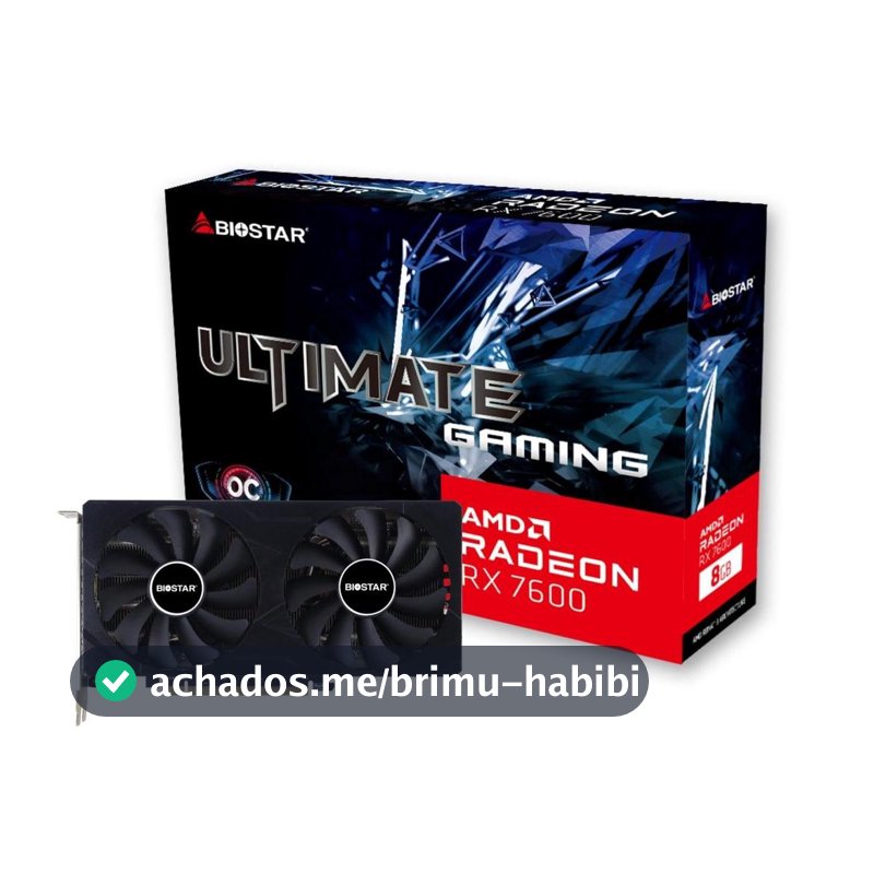Placa De Vídeo Biostar AMD Radeon RX 7600 OC Ultimate Gaming, 8GB, GDDR6, FSR, Ray Tracing, VA76S6RM81