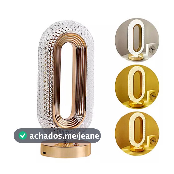 Luminária de Mesa Lâmpada Touch Quarto Luxuosa Cristal Acrílico Led