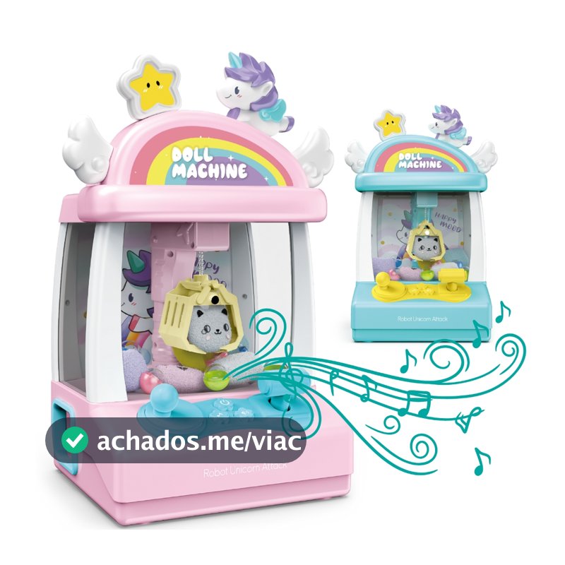 Mini Máquina de Pegar Bichinhos Som e Luz Brinquedo Garra Ursinho Pelúcia